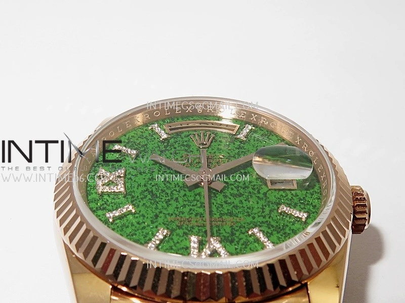 Daydate 128235 36mm RG QHF Best Edition Green Aventurine Dial On RG President Bracelet A2834