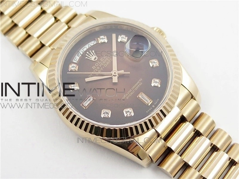 Day-Date 36 128239 RG BP Best Edition Brown Crystal Markers Dial on RG President Bracelet