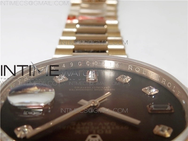 Day-Date 36 128239 RG BP Best Edition Brown Crystal Markers Dial on RG President Bracelet