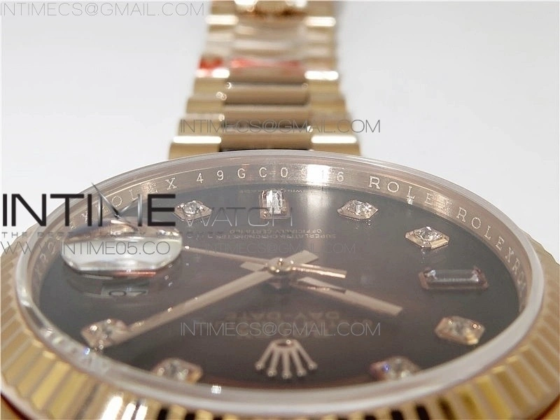 Day-Date 36 128239 RG BP Best Edition Brown Crystal Markers Dial on RG President Bracelet