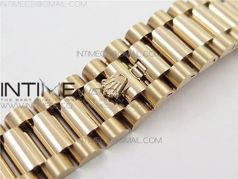 Day-Date 36 128239 RG BP Best Edition Silver Sticks Markers Dial on RG President Bracelet