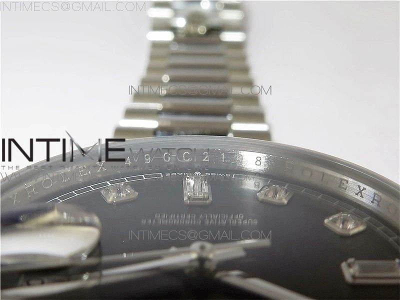 Day-Date 36 128239 SS BP Best Edition Black Crystal Markers Dial on SS President Bracelet