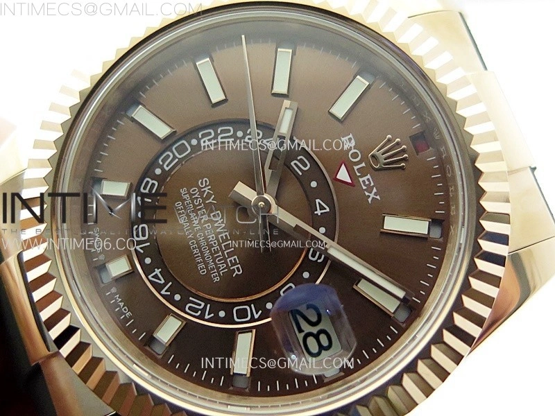 Sky-Dweller 336235 RG Noob 1:1 Best Edition Brown Dial on Black Rubber Strap Asian 23J to 9001