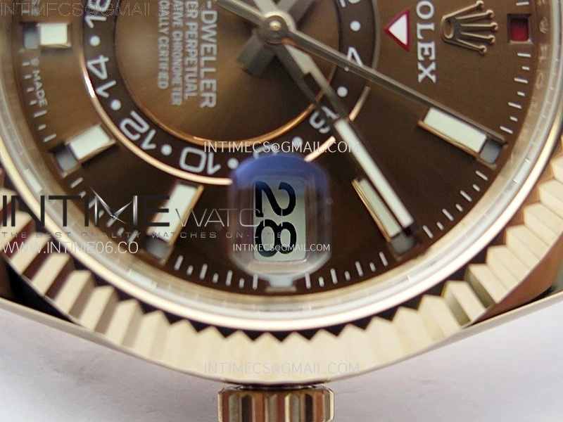 Sky-Dweller 336235 RG Noob 1:1 Best Edition Brown Dial on Black Rubber Strap Asian 23J to 9001