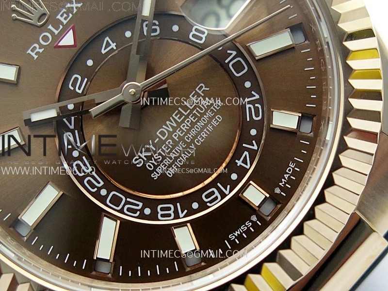 Sky-Dweller 336235 RG Noob 1:1 Best Edition Brown Dial on Black Rubber Strap Asian 23J to 9001