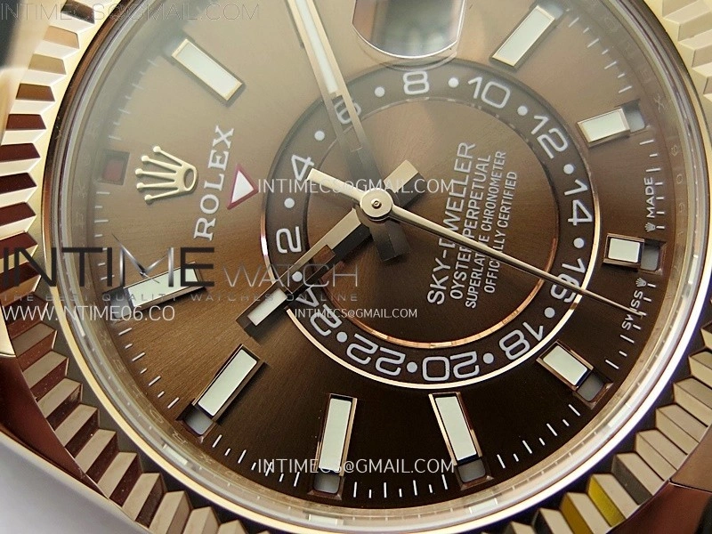 Sky-Dweller 336235 RG Noob 1:1 Best Edition Brown Dial on Black Rubber Strap Asian 23J to 9001