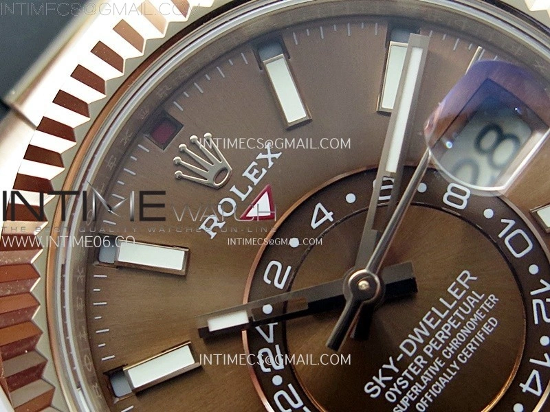 Sky-Dweller 336235 RG Noob 1:1 Best Edition Brown Dial on Black Rubber Strap Asian 23J to 9001