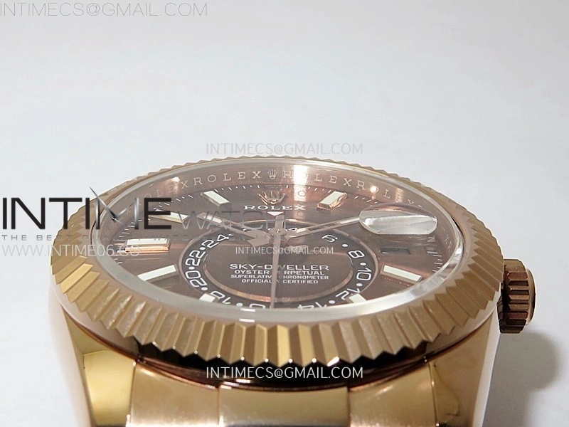 Sky-Dweller 336235 RG Noob 1:1 Best Edition Brown Dial on Black Rubber Strap Asian 23J to 9001