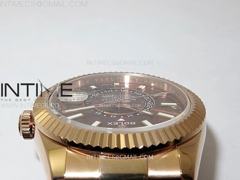 Sky-Dweller 336235 RG Noob 1:1 Best Edition Brown Dial on Black Rubber Strap Asian 23J to 9001