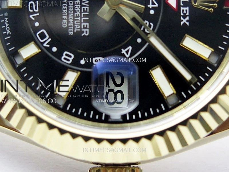 Sky-Dweller 336238 YG Noob 1:1 Best Edition Black Dial on Black Rubber Strap Asian 23J to 9001
