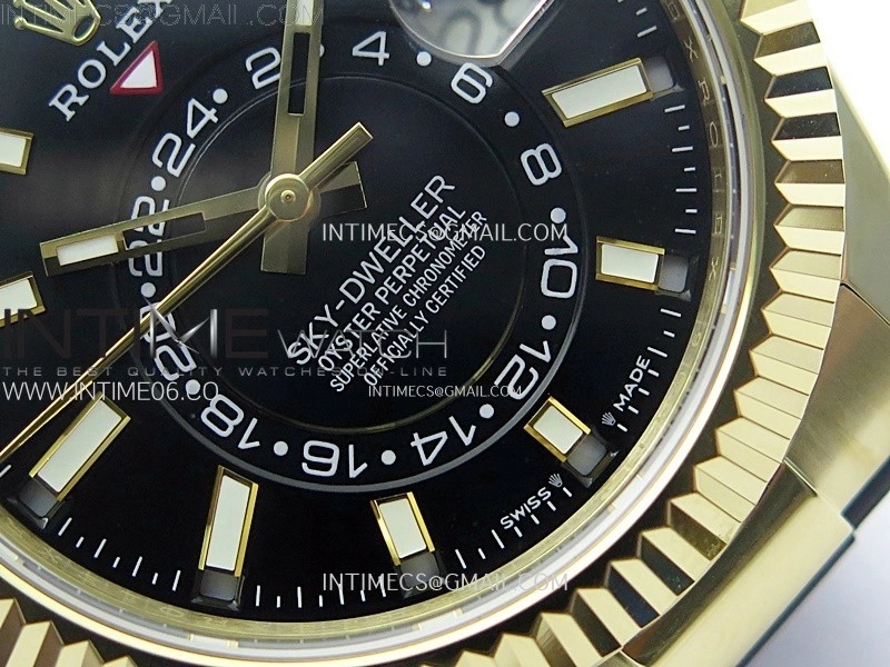 Sky-Dweller 336238 YG Noob 1:1 Best Edition Black Dial on Black Rubber Strap Asian 23J to 9001
