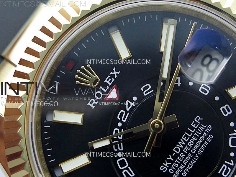 Sky-Dweller 336238 YG Noob 1:1 Best Edition Black Dial on Black Rubber Strap Asian 23J to 9001
