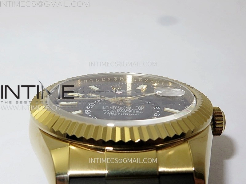 Sky-Dweller 336238 YG Noob 1:1 Best Edition Black Dial on Black Rubber Strap Asian 23J to 9001