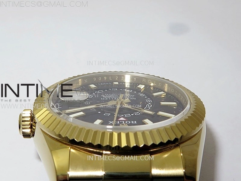 Sky-Dweller 336238 YG Noob 1:1 Best Edition Black Dial on Black Rubber Strap Asian 23J to 9001