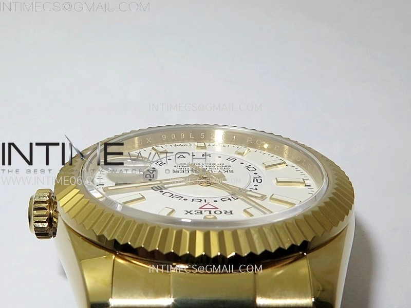 Sky-Dweller 336238 YG Noob 1:1 Best Edition White Dial on Black Rubber Strap Asian 23J to 9001