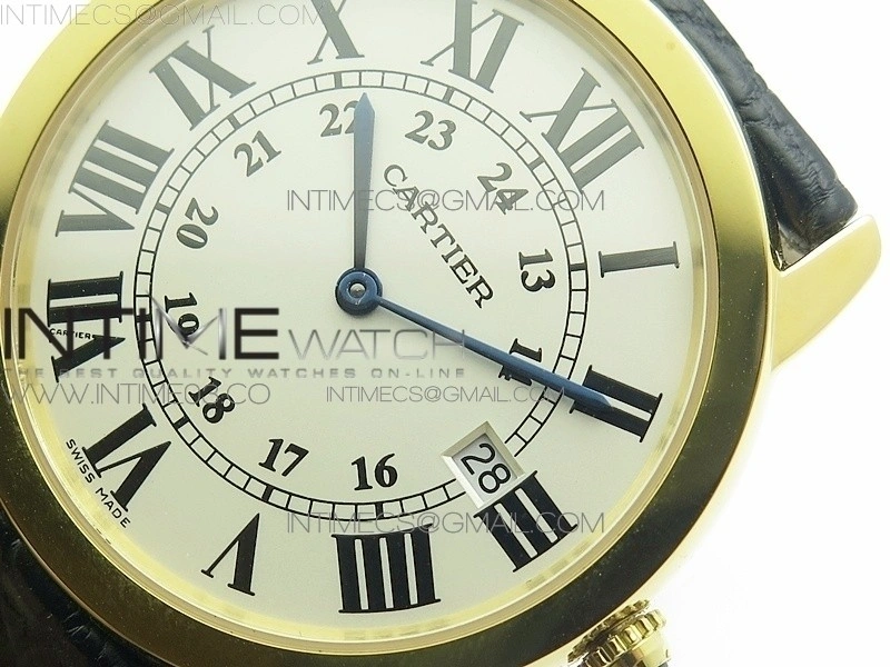 Ronde Solo de Cartier 36mm K11 YG 1:1 Best Edition White Dial on Black croco leather strap Ronda Quartz