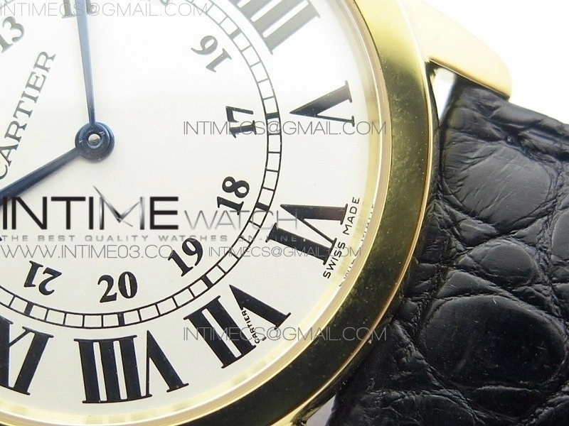 Ronde Solo de Cartier 36mm K11 YG 1:1 Best Edition White Dial on Black croco leather strap Ronda Quartz