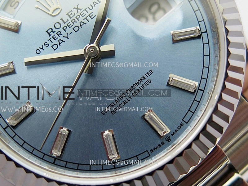 Day Date 128239 36mm KF 1:1 Best Edition Ice Blue Dial Ctystal Marker On President Bracelet A2836