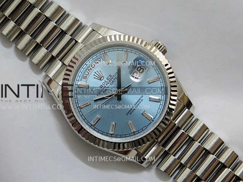 Day Date 128239 36mm KF 1:1 Best Edition Ice Blue Dial Ctystal Marker On President Bracelet A2836