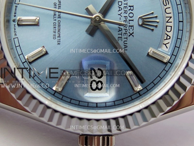 Day Date 128239 36mm KF 1:1 Best Edition Ice Blue Dial Ctystal Marker On President Bracelet A2836