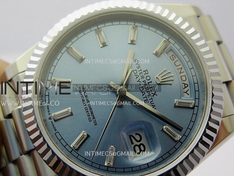 Day Date 128239 36mm KF 1:1 Best Edition Ice Blue Dial Ctystal Marker On President Bracelet A2836
