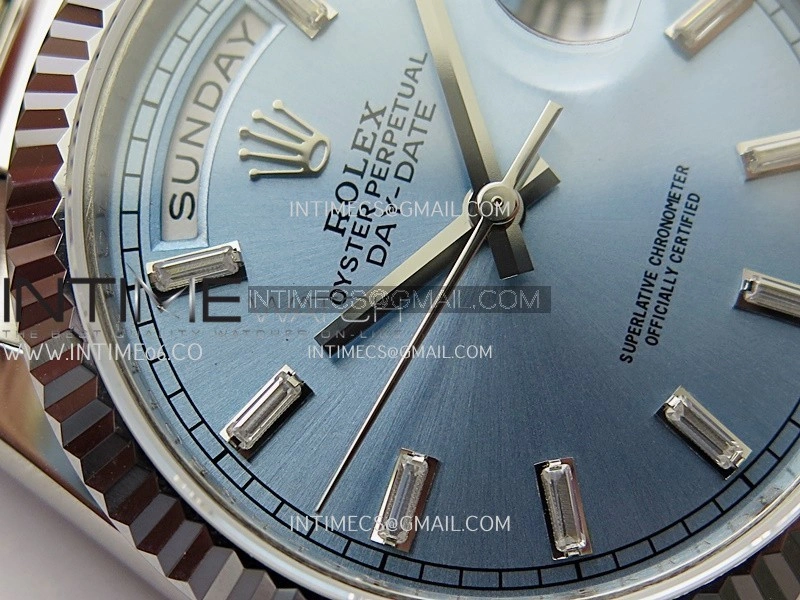 Day Date 128239 36mm KF 1:1 Best Edition Ice Blue Dial Ctystal Marker On President Bracelet A2836