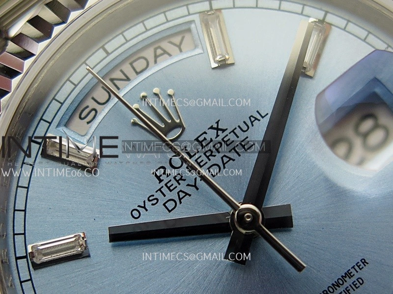 Day Date 128239 36mm KF 1:1 Best Edition Ice Blue Dial Ctystal Marker On President Bracelet A2836
