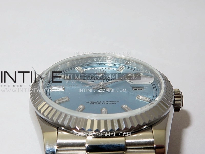 Day Date 128239 36mm KF 1:1 Best Edition Ice Blue Dial Ctystal Marker On President Bracelet A2836