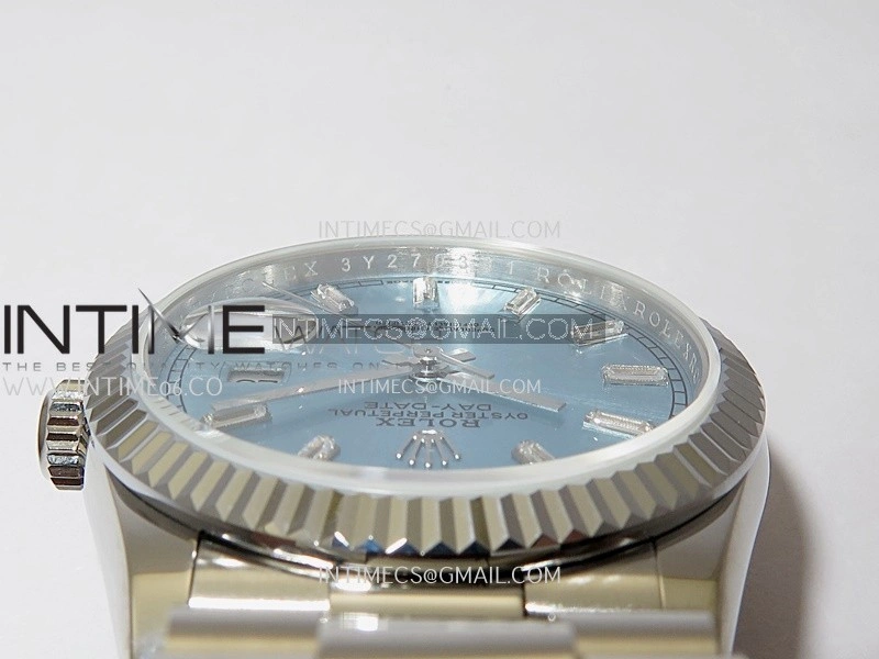 Day Date 128239 36mm KF 1:1 Best Edition Ice Blue Dial Ctystal Marker On President Bracelet A2836