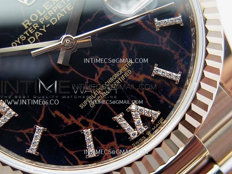 Day Date 128238 36mm RG KF 1:1 Best Edition Black Dial Diamond Marker On President Bracelet A2836