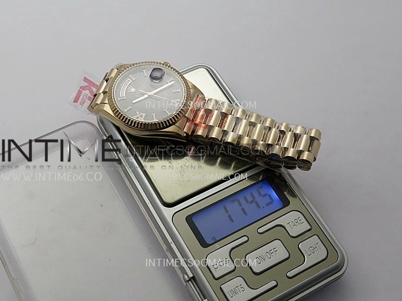 Day Date 128238 36mm RG KF 1:1 Best Edition Black Dial Diamond Marker On President Bracelet A2836