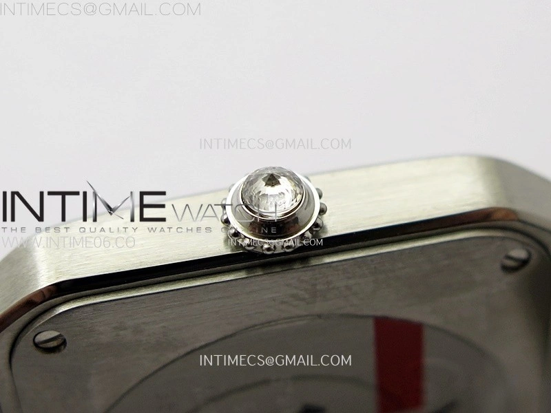 Santos Dumont 38mm SS Diamonds Bezel F1F Best Edition Silver Dial on Black Leather Strap Quartz