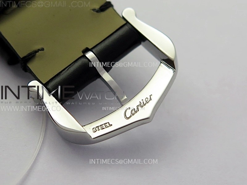 Santos Dumont 38mm SS Diamonds Bezel F1F Best Edition Silver Dial on Black Leather Strap Quartz