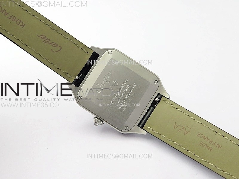 Santos Dumont 38mm SS Diamonds Bezel F1F Best Edition Silver Dial on Black Leather Strap Quartz