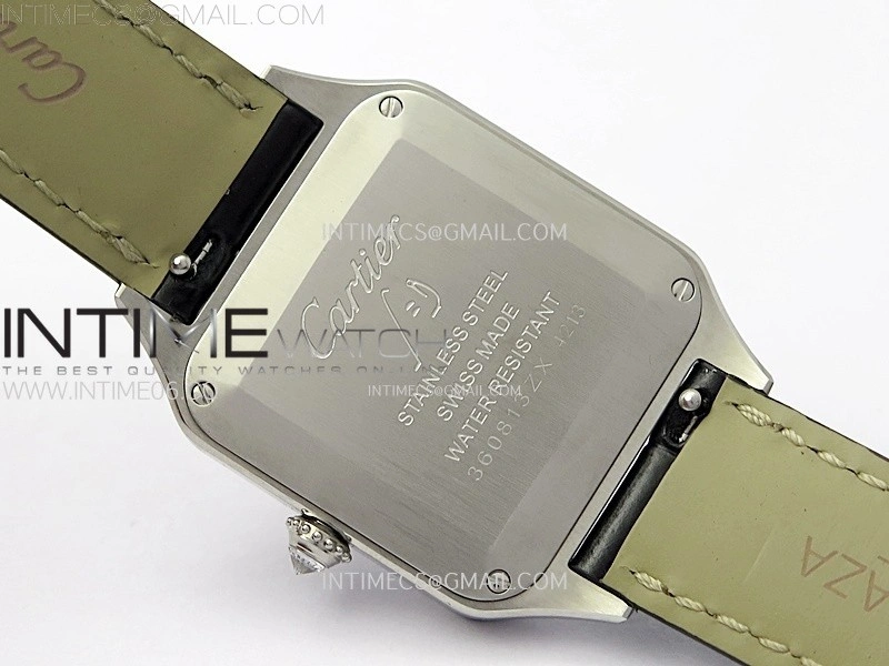 Santos Dumont 38mm SS Diamonds Bezel F1F Best Edition Silver Dial on Black Leather Strap Quartz