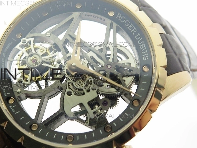 Excalibur Rddbex0393 RG BBR Best Edition Skeleton Dial on Brown Leather Strap A2136 Tourbillon V4