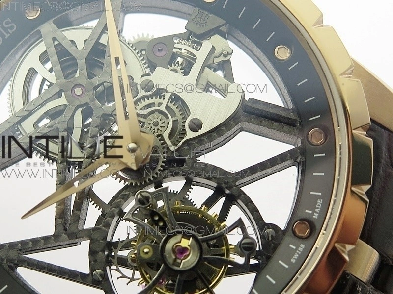 Excalibur Rddbex0393 RG BBR Best Edition Skeleton Dial on Brown Leather Strap A2136 Tourbillon V4