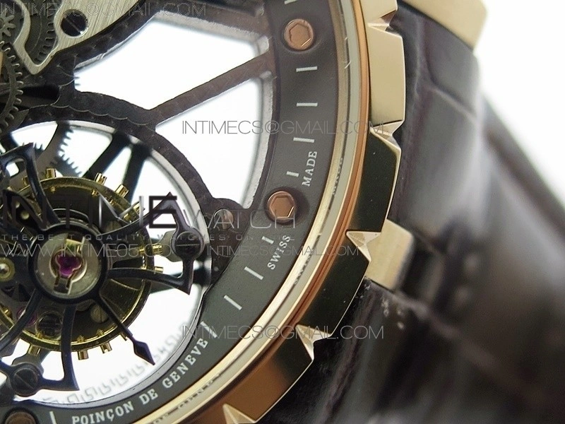 Excalibur Rddbex0393 RG BBR Best Edition Skeleton Dial on Brown Leather Strap A2136 Tourbillon V4