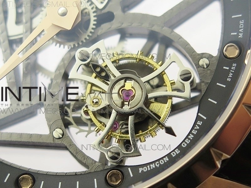Excalibur Rddbex0393 RG BBR Best Edition Skeleton Dial on Brown Leather Strap A2136 Tourbillon V4