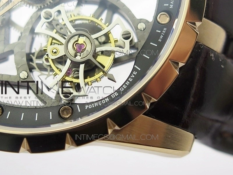 Excalibur Rddbex0393 RG BBR Best Edition Skeleton Dial on Brown Leather Strap A2136 Tourbillon V4