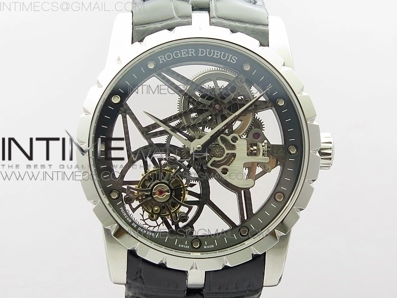 Excalibur Rddbex0393 SS BBR Best Edition Skeleton Dial on Black Leather Strap A2136 Tourbillon V4