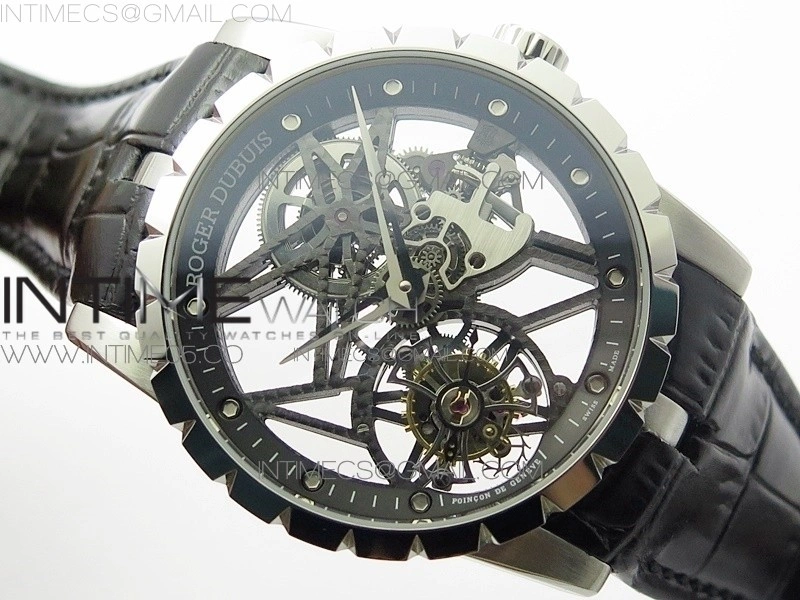 Excalibur Rddbex0393 SS BBR Best Edition Skeleton Dial on Black Leather Strap A2136 Tourbillon V4