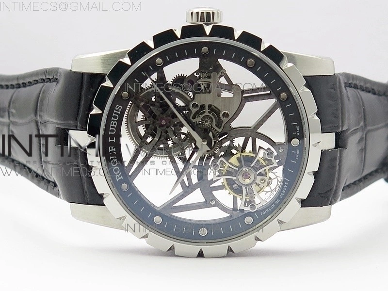 Excalibur Rddbex0393 SS BBR Best Edition Skeleton Dial on Black Leather Strap A2136 Tourbillon V4
