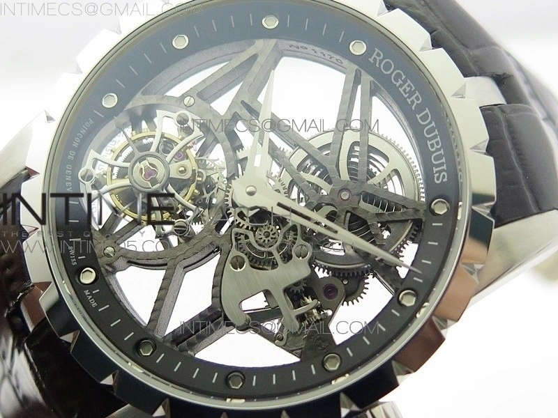 Excalibur Rddbex0393 SS BBR Best Edition Skeleton Dial on Black Leather Strap A2136 Tourbillon V4
