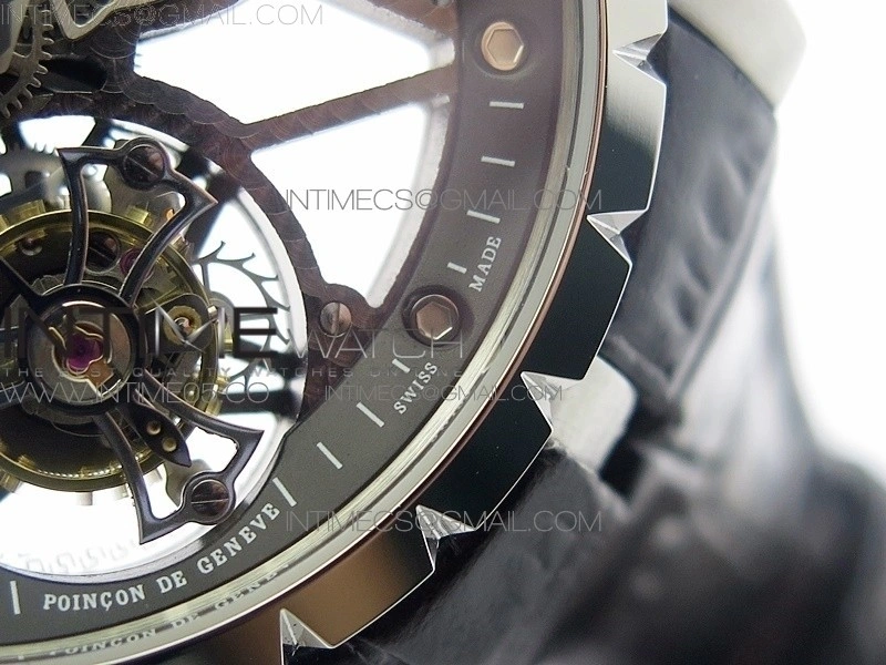 Excalibur Rddbex0393 SS BBR Best Edition Skeleton Dial on Black Leather Strap A2136 Tourbillon V4
