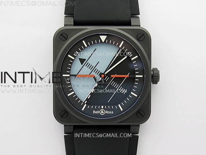Instruments BR03A Ceramic M+F 1:1 Best Edition Horizon Blue Black Dial on Rubber Strap MIYOTA 9015