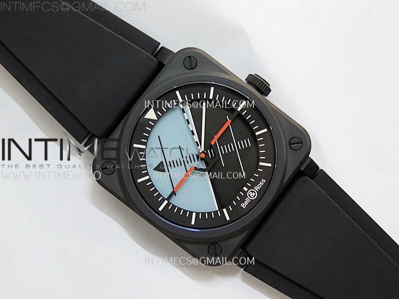 Instruments BR03A Ceramic M+F 1:1 Best Edition Horizon Blue Black Dial on Rubber Strap MIYOTA 9015