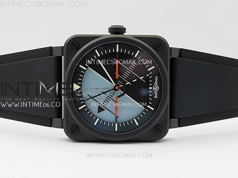 Instruments BR03A Ceramic M+F 1:1 Best Edition Horizon Blue Black Dial on Rubber Strap MIYOTA 9015