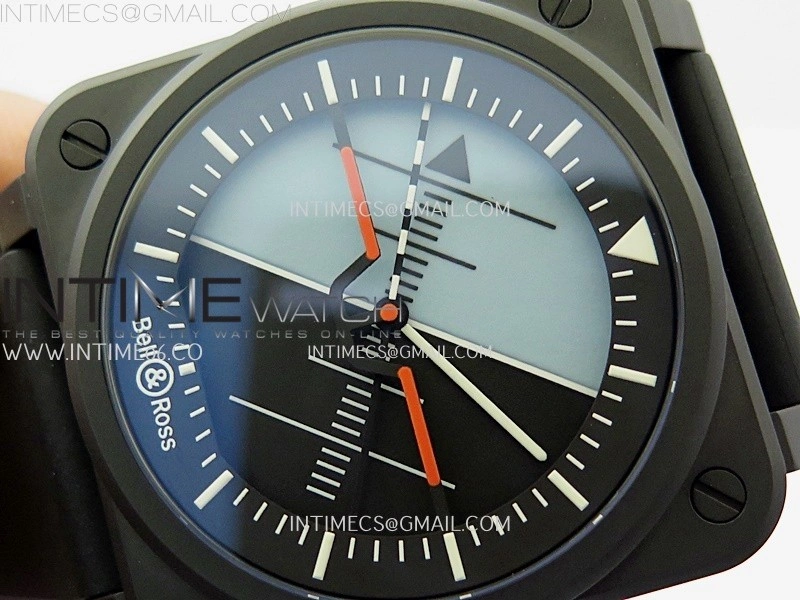 Instruments BR03A Ceramic M+F 1:1 Best Edition Horizon Blue Black Dial on Rubber Strap MIYOTA 9015