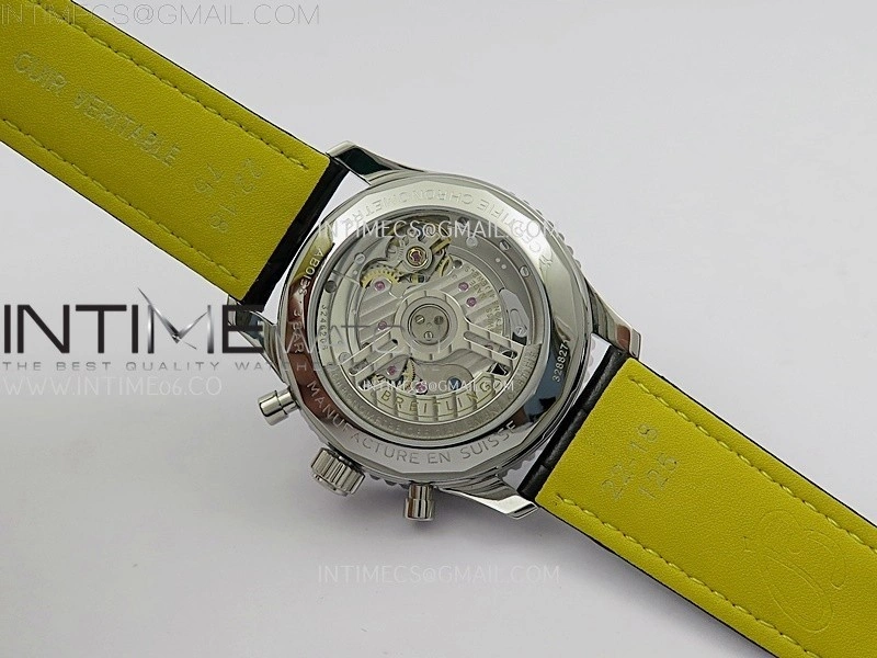 Navitimer B01 43mm SS B50 Best Edition Ice Blue Dial Black Subdial On Black Leather Strap A7750